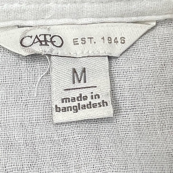 Cato Oversized Boho White Cotton Button Up Long Sleeve Shirt Womens size ‘ - Picture 4 of 6